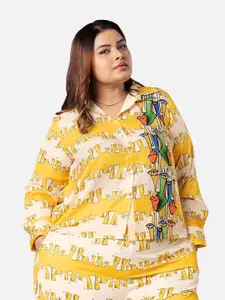 NEOFAA Plus Size Graphic Printed Opaque Casual Shirt