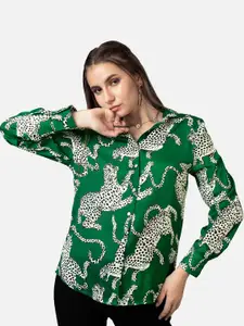 NEOFAA Conversational Printed Spread Collar Casual Shirt