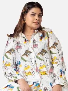 NEOFAA Graphic Printed Spread Collar Casual Shirt