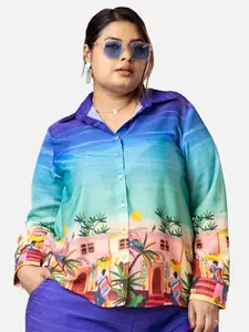 NEOFAA Plus Size Graphic Printed Casual Shirt