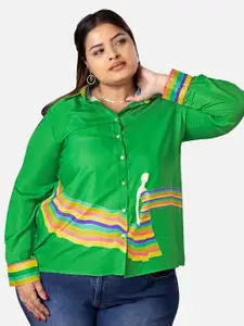NEOFAA Plus Size Candy Striped Casual Shirt