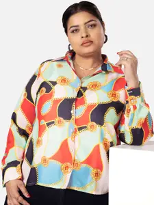 NEOFAA Women Orange Floral Opaque Printed Casual Shirt