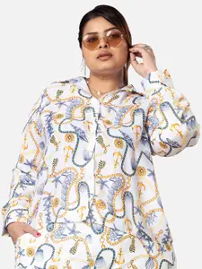 NEOFAA Plus Size Ethnic Mofits Printed Casual Shirt