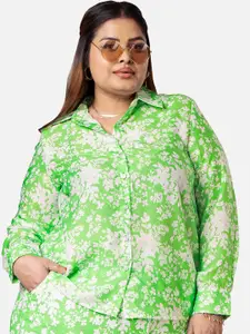 NEOFAA Plus Size Floral Printed Casual Shirt