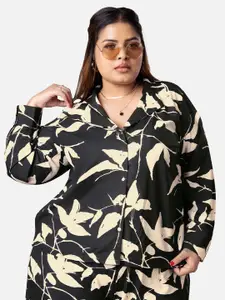 NEOFAA Plus Size Abstract Printed Casual Shirt