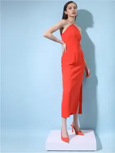 Tokyo Talkies Stylized Halter Neck Sheath Midi Dress