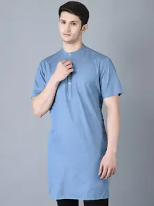 CANOE Band Collar Curved Hem Straight Cotton Kurta