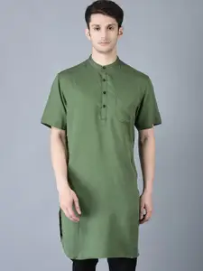 CANOE Band Collar Curved Hem Straight Kurta