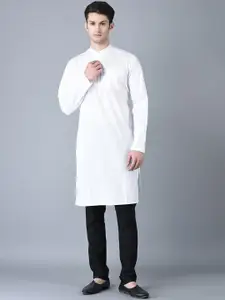 CANOE Patch Pocket Dobby Band Collar Straight Pure Cotton Kurta