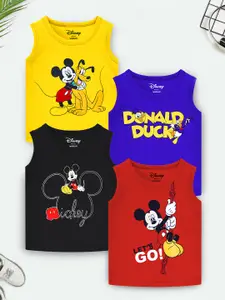 YK Disney Boys Pack of 4 Mickey & Donald Printed Sleeveless Cotton T-shirt