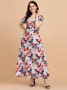 SHEETAL Associates V-Neck Floral Printed Fit & Flare Maxi Dress