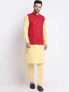 KRAFT INDIA Mandarin Collar Kurta with Salwar With Embroidered Nehru Jacket