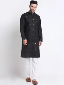KRAFT INDIA Ethnic Motifs Embroidered Sequined Kurta with Trousers & Nehru Jacket