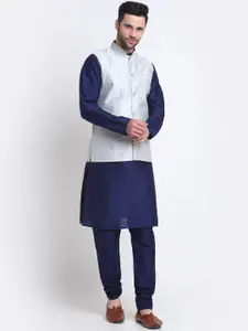 KRAFT INDIA Mandarin Collar Kurta with Churidar & Nehru Jacket