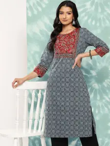 Varanga Geometric Printed Cotton Straight Kurta