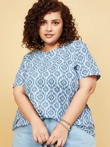 max Plus Size Geomertic Printed Pure Cotton T-shirt