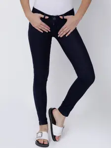 Tokyo Talkies Women Navy Blue Super Skinny Fit Mid-Rise Clean Look Stretchable Jeans