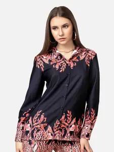 NEOFAA Spread Collar Floral Printed Casual Shirt