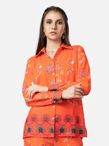NEOFAA Spread Collar Floral Printed Casual Shirt