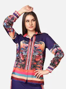 NEOFAA Spread Collar Floral Printed Casual Shirt