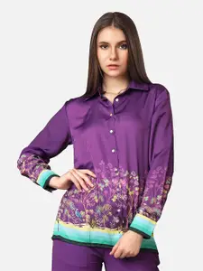 NEOFAA Floral Printed Spread Collar Casual Shirt
