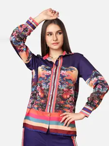 NEOFAA Floral Printed Spread Collar Casual Shirt