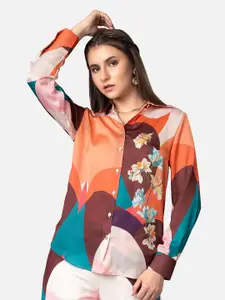 NEOFAA Spread Collar Floral Printed Casual Shirt
