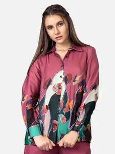 NEOFAA Spread Collar Floral Printed Casual Shirt