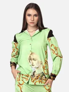 NEOFAA Spread Collar Graphic Printed Casual Shirt