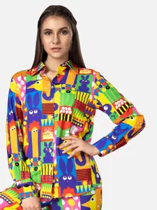 NEOFAA Spread Collar Conversational Printed Casual Shirt