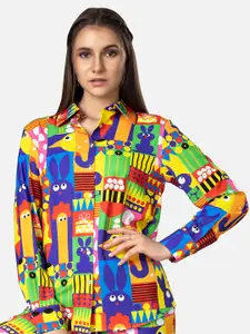 NEOFAA Spread Collar Conversational Printed Casual Shirt