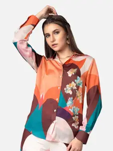NEOFAA Spread Collar Floral Printed Casual Shirt
