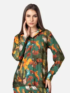 NEOFAA Spread Collar Floral Printed Casual Shirt