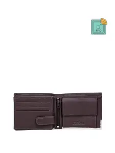 URBAN FOREST Men Colourblocked Leather RFID Two Fold Wallet