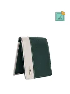 URBAN FOREST Men Colourblocked Leather Two Fold Wallet With RFID