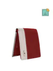 URBAN FOREST Men Colourblocked RFID Leather Two Fold Wallet