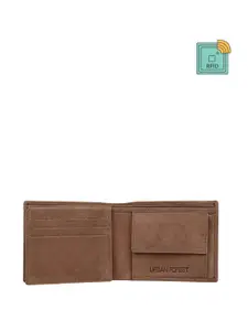 URBAN FOREST Men Textured Leather RFID Two Fold Wallet