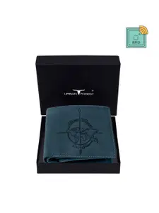 URBAN FOREST Men Textured RFID Leather Two Fold Wallet