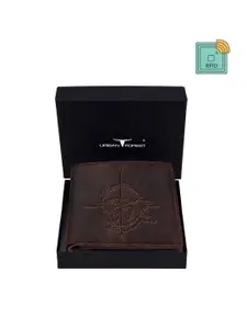 URBAN FOREST Men Textured RFID Blocking Leather Two Fold Wallet