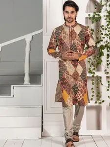 KISAH Ethnic Motif Printed Mandarin Collar Straight Kurta