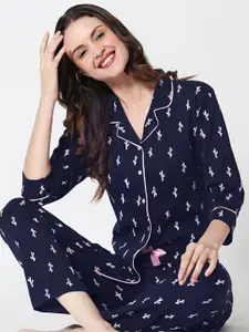 Zeyo Graphic Printed Pure Cotton Night Suit