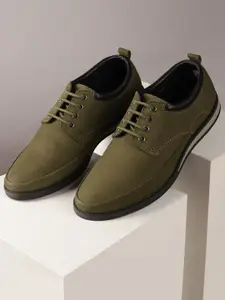 Red Chief Men Olive Green Leather Derbys