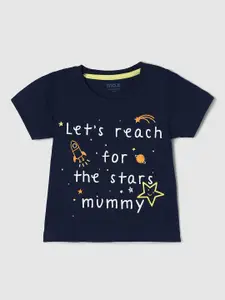 max Boys Typography Printed Pure Cotton T-Shirt