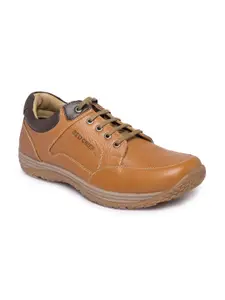 Red Chief Men Tan Solid Leather Derbys