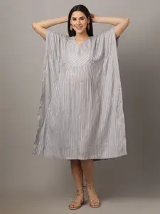The Mom Store Striped Maternity Kaftan Midi Dress
