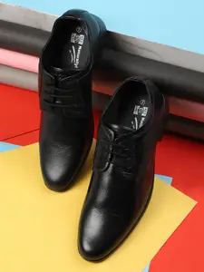 Red Chief Men Black Leather Derbys
