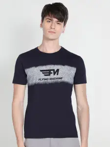 Flying Machine Brand Logo Printed Round Neck Cotton T-shirt