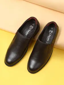Red Chief Men Brown Genuine Leather Formal Slip-Ons