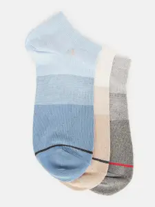 Arrow Arrow Pack Of 3 Colourblocked Assorted Ankle Length Pure Cotton Socks
