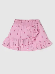 max Girls Pink Printed Shorts